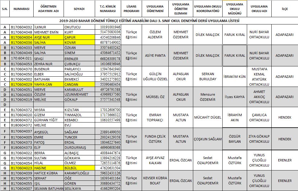 Sakarya Üniversitesi Türkçe Eğitimi Duyuru OKUL DENEYİMİ VE